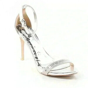 Brash Silver Open Toe Lattice Heeled Sandals